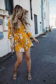 spring yellow floral romper upbeat soles orlando florida fashion blog yellow romper outfit floral rompers outfit spring rompers