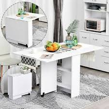 Fold out convertible floating desk ($146.82). Homcom Mobile Drop Leaf Dining Table Folding Desk W 2 Wheels Storage Shleves Ebay