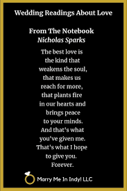 Wedding Ceremony Reading About Love From The Notebook By Nicholas Sparks Wedding Ceremony Readings Wedding Ceremony Script Wedding Readings