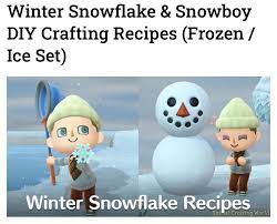 Acnh Winter Snowflake Snowboy Diy Winter Snowflakes Crafting Recipes Diy Snowman