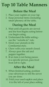 Top 10 Table Manners Dining Etiquette Table Manners Etiquette And Manners