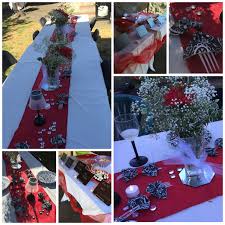 Dollar Tree Inexpensive Black White And Red Anniversary Party Decorations Babies Breath W Anniversary Party Decorations Anniversary Parties Party Decorations