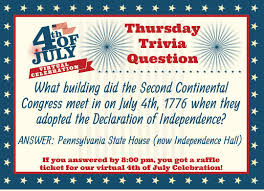 Displaying 22 questions associated with risk. Port Orange Parks Recreation Hopefully You Got Your Answers In For Today S Trivia Question Question What Building Did The Second Continental Congress Meet In On July 4th 1776 When They
