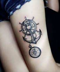 Anchor compass and wheel by chanlung168 on deviantart. 37 Captivating Anchor Tattoos Straight From The Sea Tattooblend Trendy Tattoos Tattoos For Women Thigh Tattoo