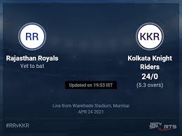 Maybe you would like to learn more about one of these? Rajasthan Royals Vs Kolkata Knight Riders Live Score Over Match 18 T20 1 5 Updates Cricket News