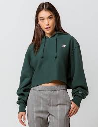 Black And Red Champion Hoodie Champion Reverse Weave Lakeside Green Womens Crop Hoodie Green 333726500 Cropped Hoodie Outfit Cropped Hoodie Green Champion Hoodie