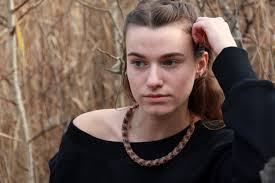 Unisex Tube Massive Macrame Necklace Purple Ochre