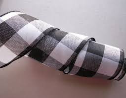 Black And White Plaid Ribbon Wired Black And White Plaid Ribbon Christmas Ribbon Wired Ribbon Etsy Plaid Ribbon Christmas Ribbon Wired Ribbon