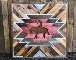 Ready To Ship Rustic Tribal Southwestern Wood Wall Art Etsy Wood Wall Art Rustic Wood Wall Art Hanging Wall Art