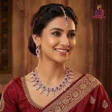 Rose Gold American Diamond Yellow Topaz Necklace Mang Tikka Set |wedding  Gift| Stylish Bridal Choker Jewelry|emerald, Ruby and Topaz Stones