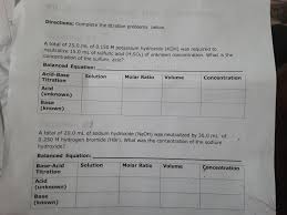 Concentration of a solution is defined as the amount of a solute present in a definite volume of the solvent. Please Help A Total Of 25 0 Ml Of 0 150 M Potassium Hydroxide Koh Was Required To Neutralize 15 0 Brainly Com