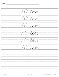 Giving a step by step method for writing the report. Printable Number Ten Cursive Handwriting And Tracing Worksheet Supplyme