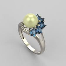 Women Ring With Pearl And Pears 3dm Stl 3d Print Model 3d Print Model Jewelry Model Jewellery Sketches 3d Jewelry