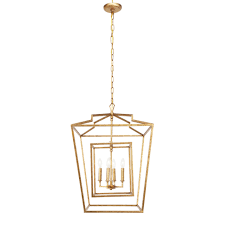 Shop Large Textured Gold Metal Lantern Pendant Light With Candelabra Bulbs 20 X 29 20 X 20 X 29 On Sale Overstock 32080680