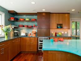 Gray white hexagon tile polished cabinetry modern kitchen mid century. Mid Century Modern Kitchen With Turquoise Countertop Hgtv