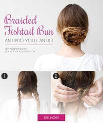 The Fishtail Braided Bun For Hot Summer Days More Fish Tail Braid Fishtail Braid Buns Braided Bun