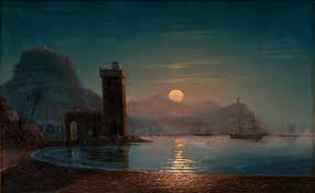 Wallpapers Pictorial Art Coast Ivan Aivazovsky Moonlight Reflecting On Water Image 375891 Download Moonlight Painting Painting World Art