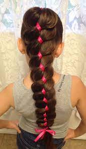 Expanded 4 Strand Ribbon Braid Hair Arrange Ribbon Hairstyle Lil Girl Hairstyles