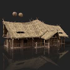 Slavic Medieval Thatched Village Wooden House Tower Cottage Hut Model 3d 30 Fbx Free3d In 2020 Wooden House Village Builders Village