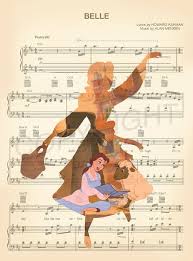 Beauty And The Beast Belle Reading Basket Silhouette Sheet Disney Songs Disney Sheet Music Disney Music
