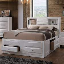 Lorraine upholstered tall headboard and side storage platform bed, king, sunbrella(r) performance slub tweed white. Ebern Designs Braymer Storage Platform Bed Wayfair White Queen 929 Includes Headboard No Box Spr King Storage Bed Full Bed With Storage Bed With Drawers
