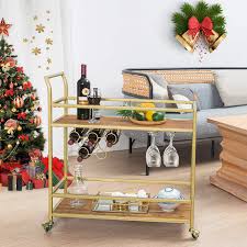 Very cute and unique shelves. Buy Hawoo Gold Bar Cart For Home With 2 Shelves Mini Liquor Serving Wine Cart With Handle Rack For Kitchen Party Dining Room Living Room Gold Online In Turkey B08fx4ynr8