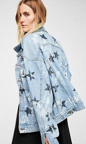 Black And Blue Split Denim Jacket Stars Denim Jacket Embellished Denim Jacket Diy Denim Jacket Denim Women