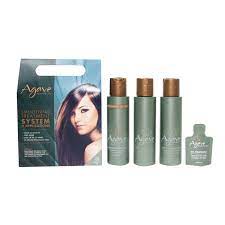Shampoo and condition the hair with agave shampoo and conditioner. Smoothing Treatment 2 Application Kit Agave Oil