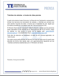El tribunal electoral hace de conocimiento público que este lunes 9 de diciembre de 2019 sus oficinas permanecerán cerradas, en ocasión de la celebración del día de la madre. Tramites De Cedulas A Traves De Citas Previas Tribunal Electoral