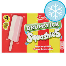 Ice cream, ice cream bar, ice cream cone, ice cream sandwich Drumstick Squashies Lollies 4 X 70ml Tesco Groceries