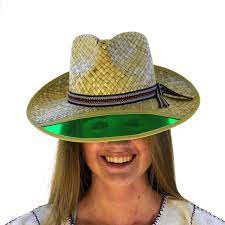 Old Man Straw Hat With Green Plastic Visor Vintage 80s Straw Hat Weird Vintage Vintage