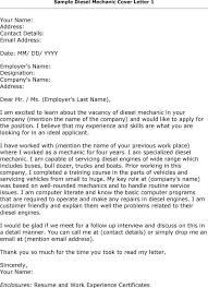 Diesel Mechanic Cover Letter Resumes Cover Letters Cover Letter For Resume Cover Letter Cover Letter Example