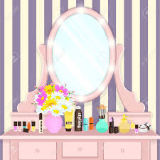 Dressing Table With Mirror With Lights Female Boudoir For Applying Royalty Free Cliparts Vectors And Stock Illustration Image 126254118 Create a special little corner just for her by adding a cute stool that can be tidied under this practical pink dressing table if necessary.