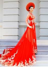 Heaven Ao Dai Vietnamese Wedding Dress Wedding Dress Train Red Wedding Dresses