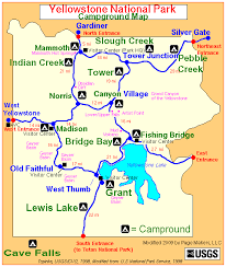 Yellowstone National Park Entrances Map Yellowstone National Park Campground Map ~ Yellowstone Up Close And Personal