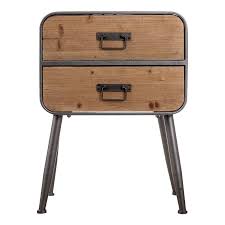 Ce chevet métal peut aussi être un meuble de rangement design dans votre bureau ou dans votre espace salon. Table De Chevet Atelier Metal Brut Et 2 Tiroirs Bois Naturel Vical