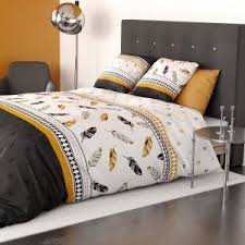 Housse de couette 140x200 cm coton uni taupe. Linge De Lit Housse De Couette Parure De Lit Drap Eminza 40