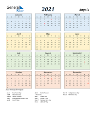 2021 Calendar Angola With Holidays In 2020 Calendar Printables 2021 Calendar Calendar Template