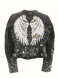 Angel Jacket Hand Painting Hand Graffiti Paint Limited Edition 01 Of 01 Made In Lisbon This Jacket Specifi Painted Leather Jacket Painted Clothes Art Clothes