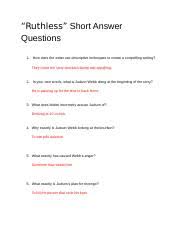 Join an activity with your class and find or create your own quizzes and flashcards. Timothy Quezada U201cruthless U201d Short Answer Questions U201cruthless U201d Short Answer Questions 1 How Does The Writer Use Descriptive Techniques To Course Hero