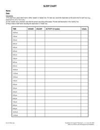 fillable online dhh louisiana sleep chart dhh louisiana