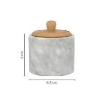 Marble Spice Jar Storage with Wooden Lid