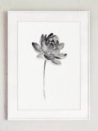Abstract Black And White Watercolor Painting Lotus Gray Flower Illustration Minimalist Floral Fine Art Print Grey Lotus Set 3 Drawing Abstract Charcoal Black White Watercolor Painting Illustration Blume Asiatische Blumen Graue Blumen
