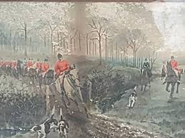 Stunning Antique 19th Century Fox Hunting British Hand Colored Print