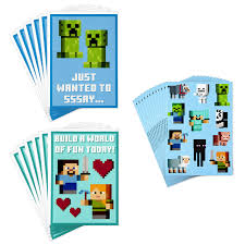 Browse and download minecraft valentine maps by the planet minecraft community. Amazon Com Hallmark Kids Minecraft Valentines Day Cards And Stickers Assortment 12 Cards With Envelopes Office Products