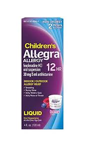 Allegra Childrens 12 Hour Allergy Relief Berry 4 Ounce Bottle For Children Ages 2 And Up