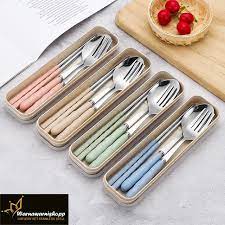 Alat makan korea cutlery set sendok garpu sumpit portable 1 set wadah: Set Alat Makan Portable Stainless Steel Sendok Garpu Sumpit Alat Makan Stainless Steel Cutlery Set Shopee Indonesia