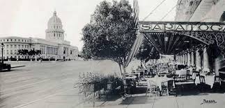 La Habana 1935 aprox .Vista desde la terraza de El Dorado y vista de las  terrazas de El Saratoga ( entre el Paseo del Padro y Dragones ) Nota: Los  aires libres,