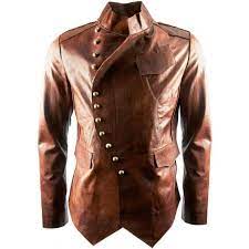 Signature Luxury Mens Military Fitted Tan Leather Jacket Tan Leather Jackets Leather Jacket Men Leather Jacket