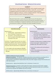 School Based Services Behavioral Intervention Chart